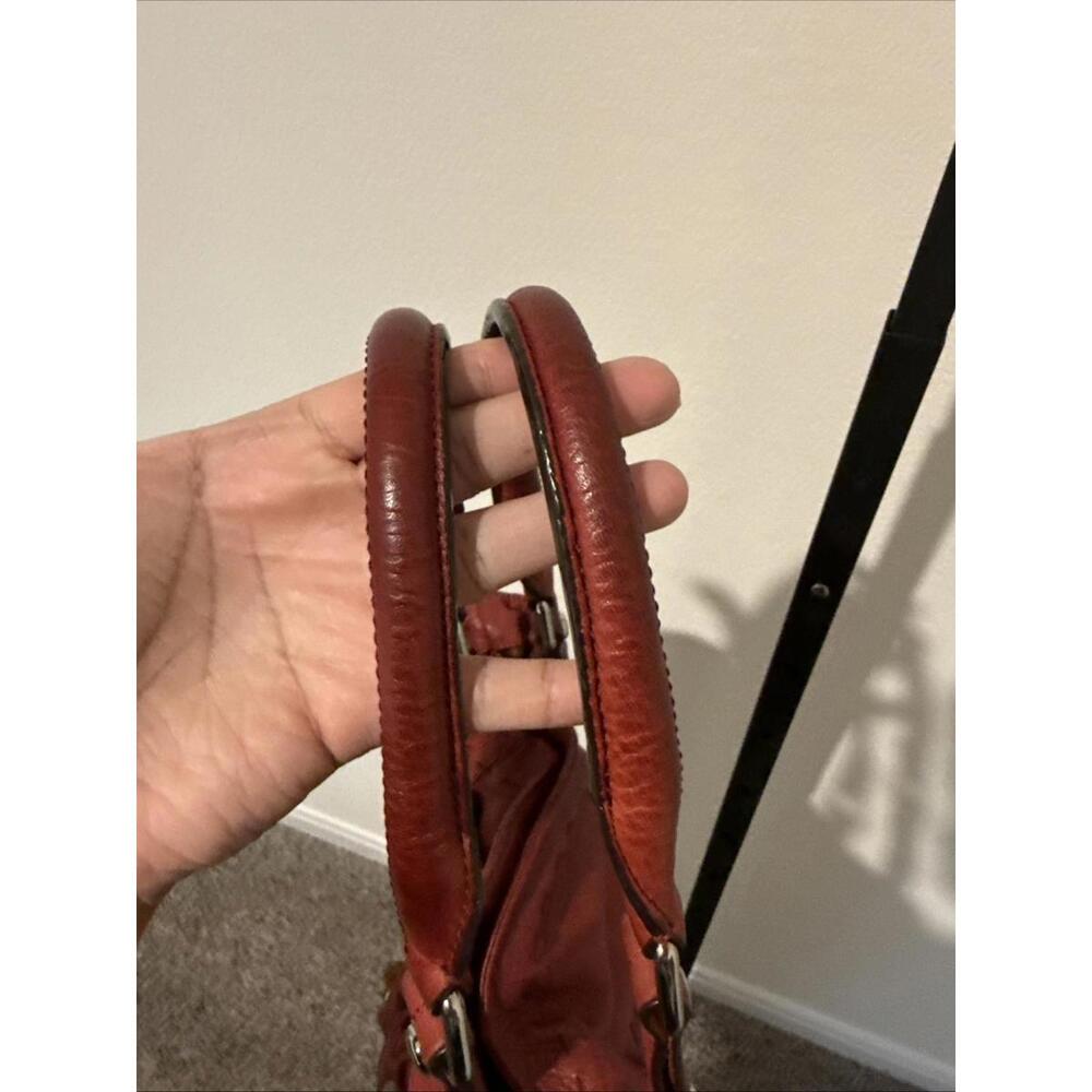 B. Makowsky Rust Leather Hobo Handbag  with Chunky Silver Hardware - Picture 9 of 9